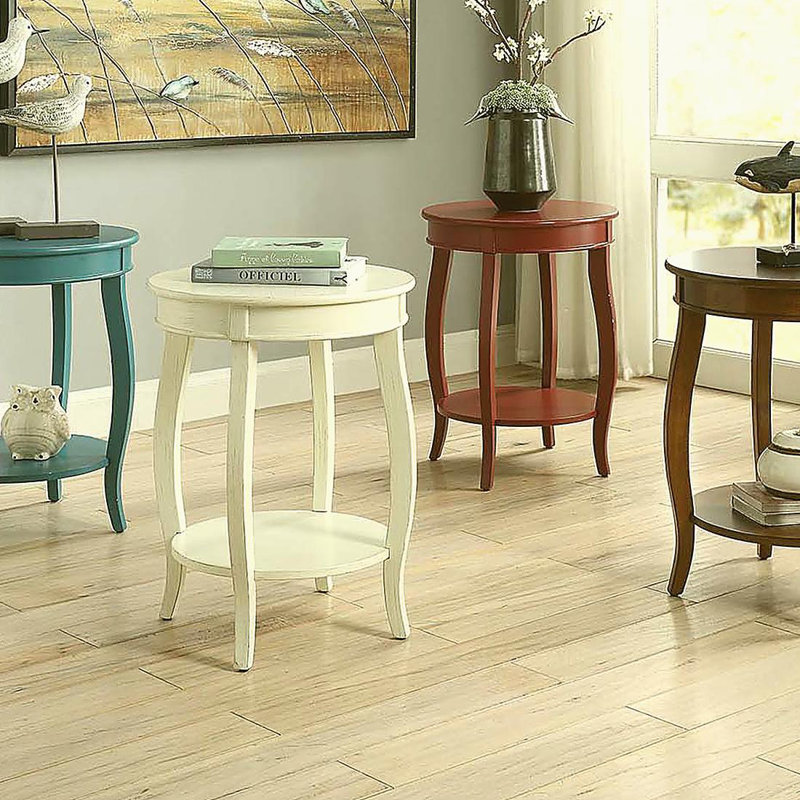 Table d'appoint ronde en noyer avec base