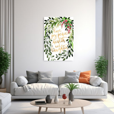 Joyeux Noël, couronne de fleurs, art mural contemporain