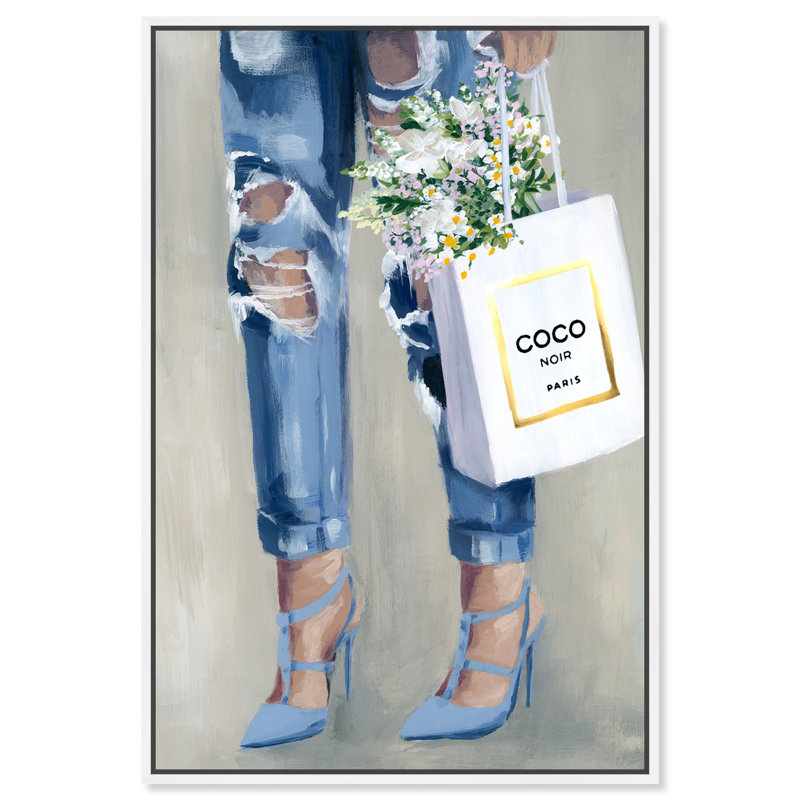 Denim Dream - Peinture sur toile, H 54 po x l 36 po, Toile avec cadre en bois blanc
