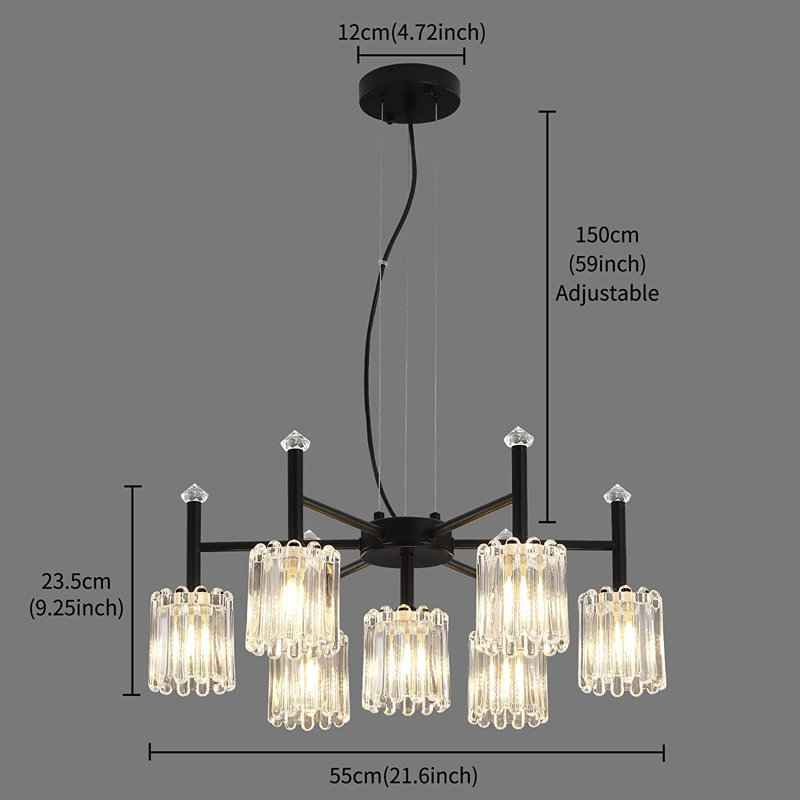 Eunise 7 - Light Glass Classic / Traditional Chandelier with Bulbs Included