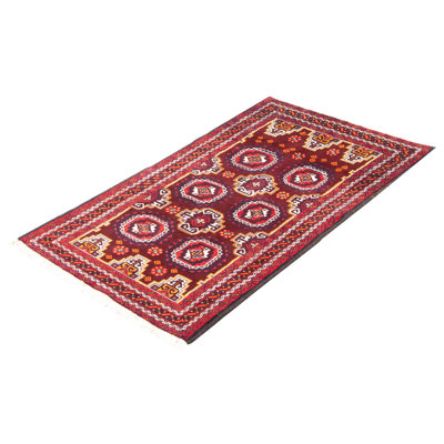 Tapis unique en laine noué à la main nouvel âge 3 pi 3 po x 6 pi Colombe - rouge / beige