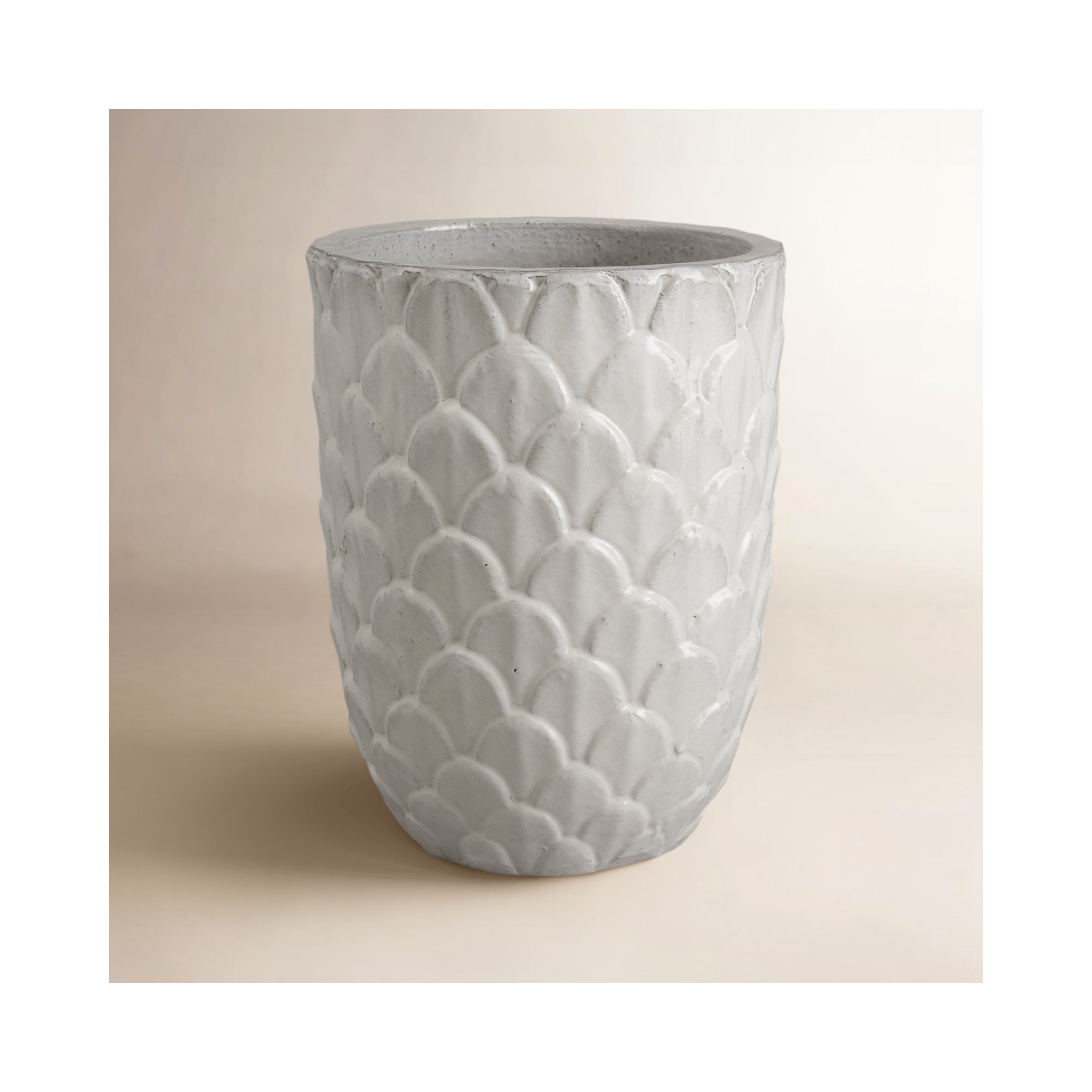 Handmade Ceramic Pot Planter, 22" H x 17" W x 17" D, Gray