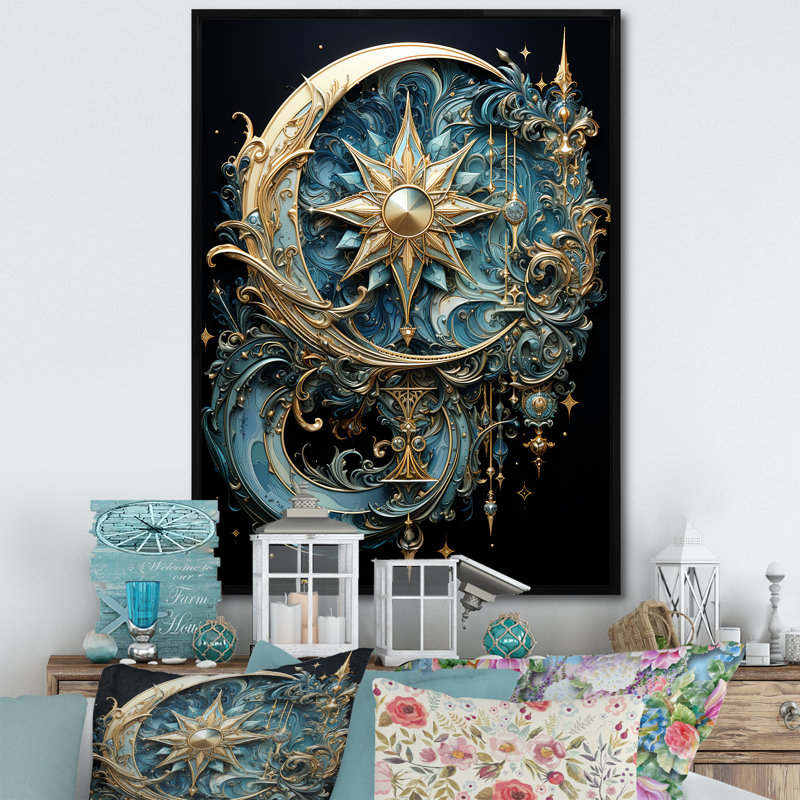 Johnaven, symboles, croissant de lune et étoiles - impression sur toile, symboles, H 20 po x l 12 po x P 1 po