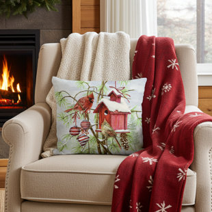 Pillow - Birdhouse and Cardinal - 18x18