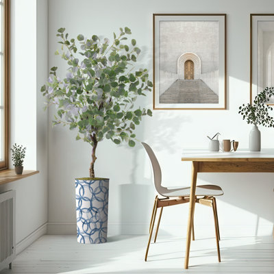 Faux Eucalyptus Plant in Plastic Planter