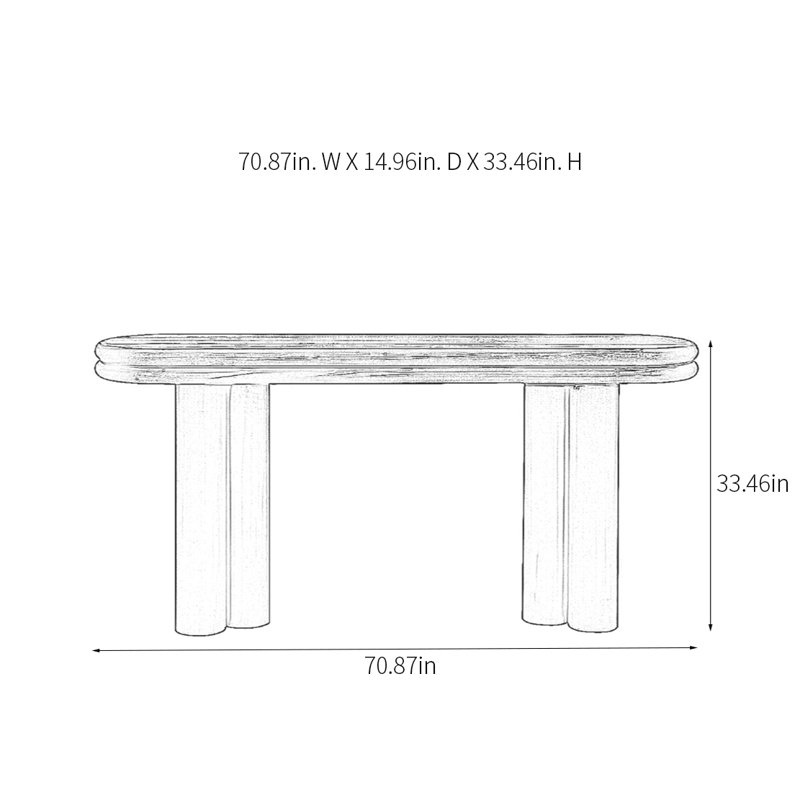 Retro Luxury Console Table, 33.46" H x 70.87" W x 14.96" D