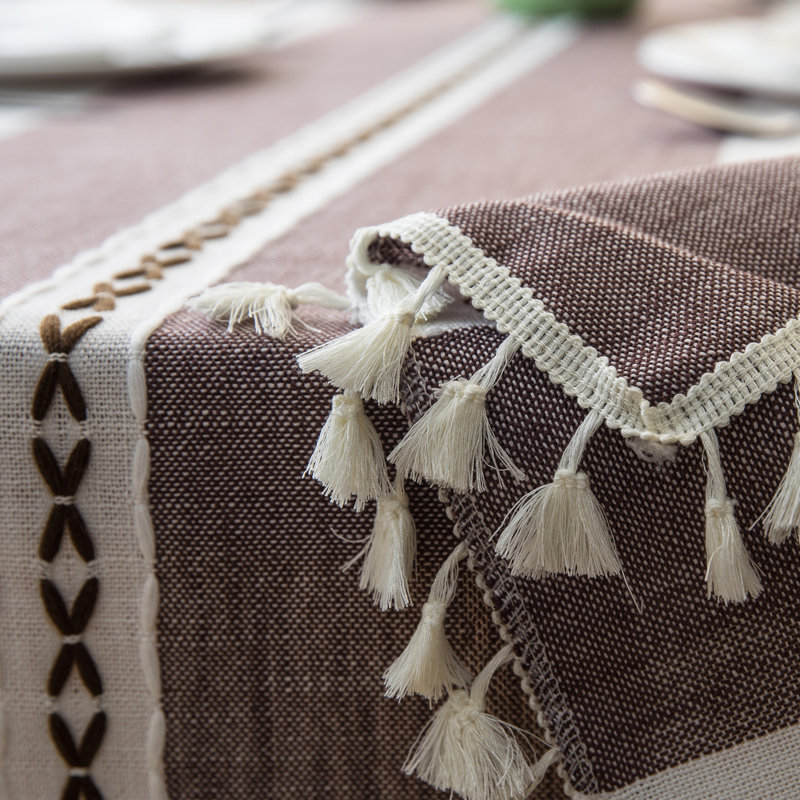 Mosser Cotton and Linen Tablecloth, 86" x 54", Purple Beige