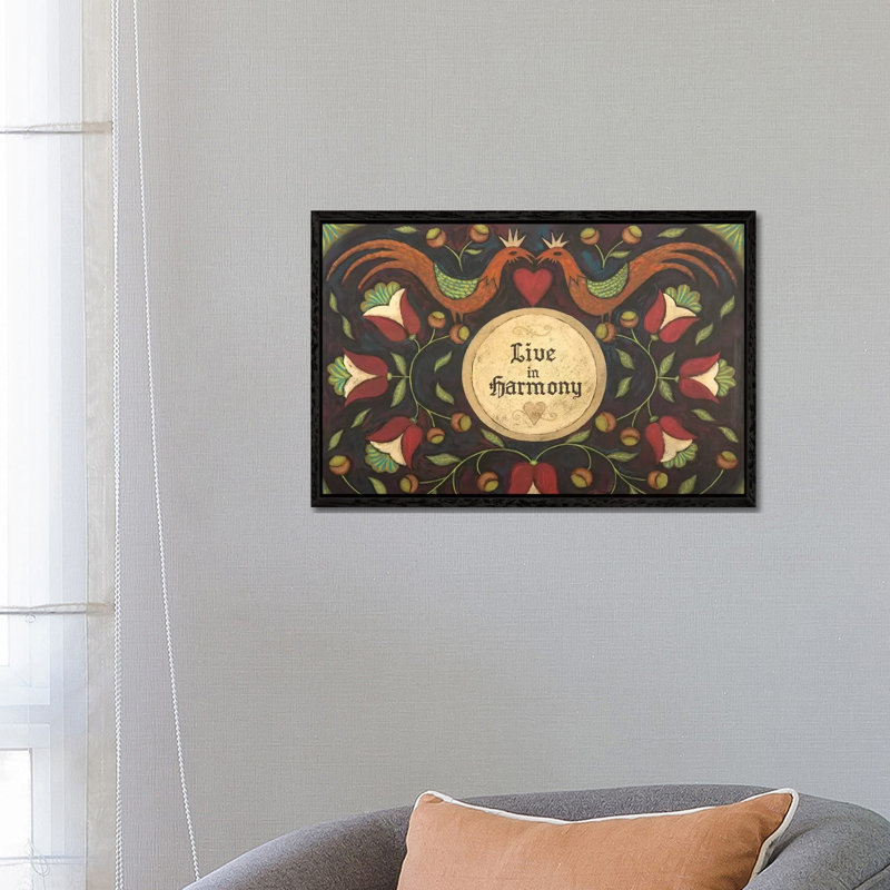 Harmony 1 Piece Painting on Canvas, 45.72cm H x 66.04cm W x 3.81cm D, Black Floater Framed