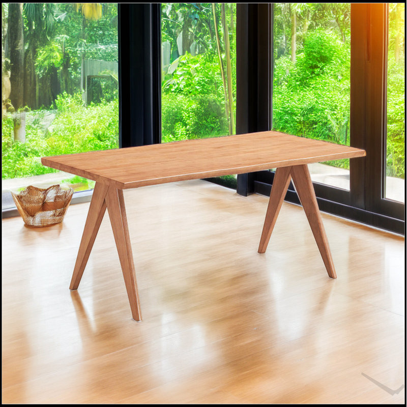 Table de salle à manger naturelle avec pieds en bois, durable et polyvalente pour la salle à manger et le bureau
