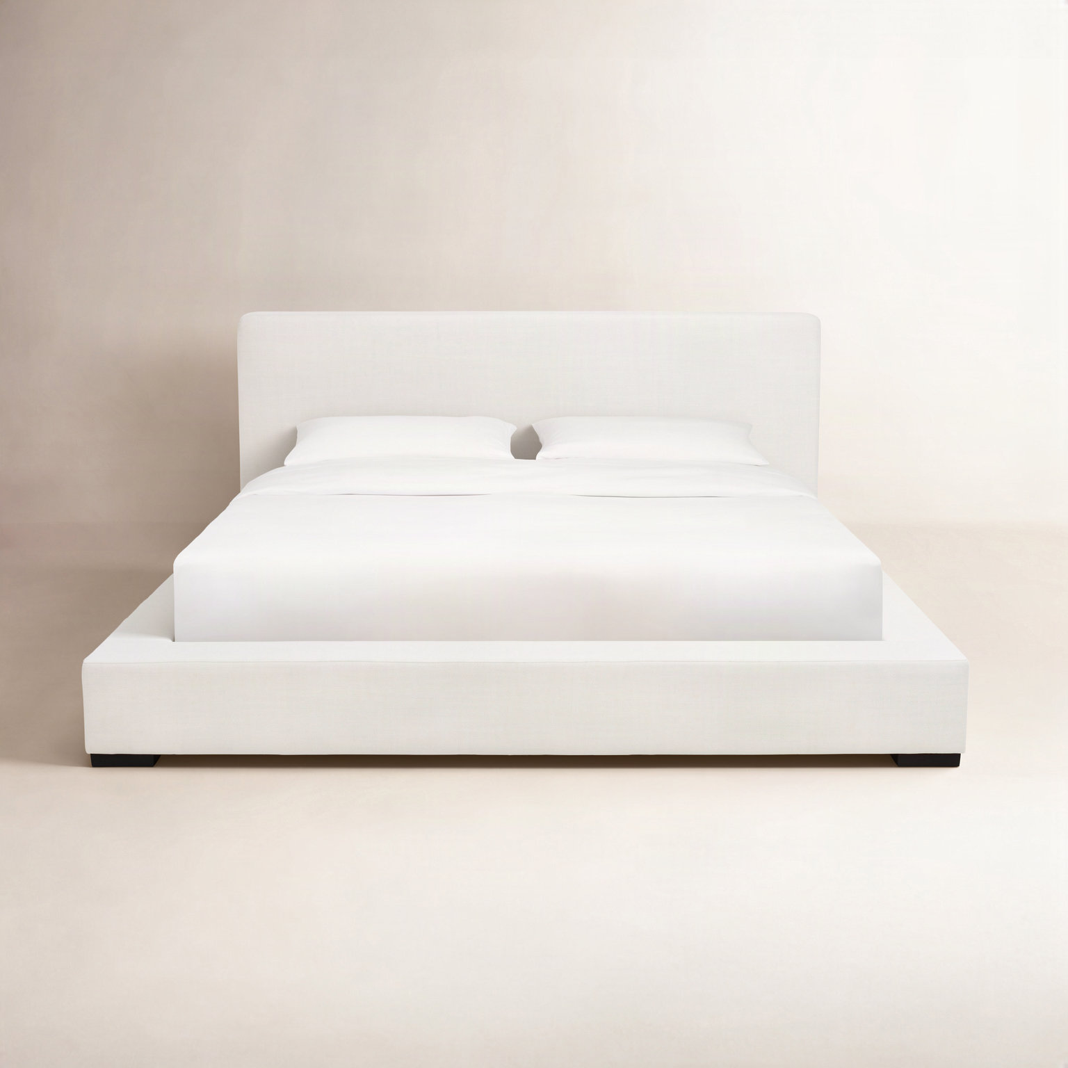 Dorine Genuine Leather Bed, King, Ivory