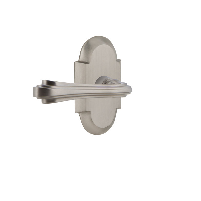 Assiette Cottage (passage et garde-robe) avec levier Fleur, Nickel satiné, 2-3/8 po, Droite