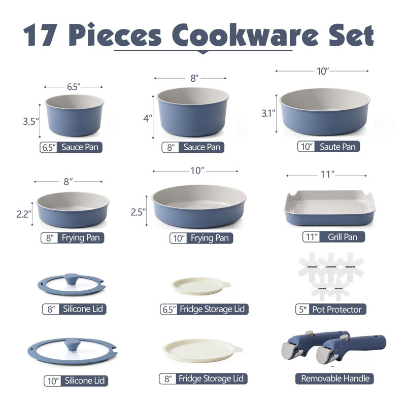 Persas 17 - Piece Aluminum Cookware Set, Blue
