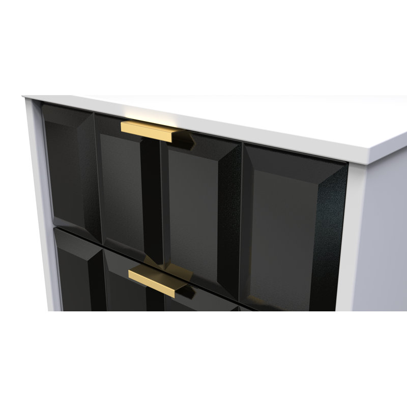 Fully Assembled Alexxus 5 - Drawer Chest of Drawers, Deep Black