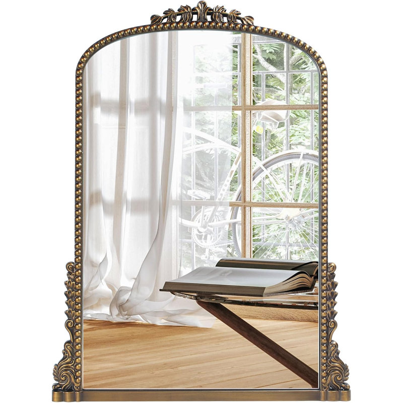Miroir mural baroque vintage 24 po x 32 po, miroir décoratif mural orné, miroir d'appoint en verre trempé HD pour entrée, foyer, salon, chambre et coiffeuse de salle de bain