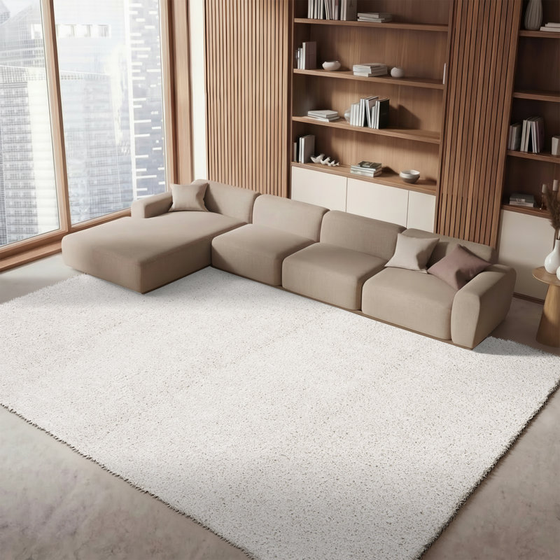 Peake Solid Colour Area Rug, Rectangle 244 x 305 cm, Beige