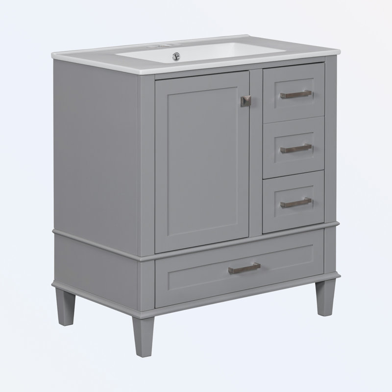 Omani 30'' Single Bathroom Vanity with Top, Gray