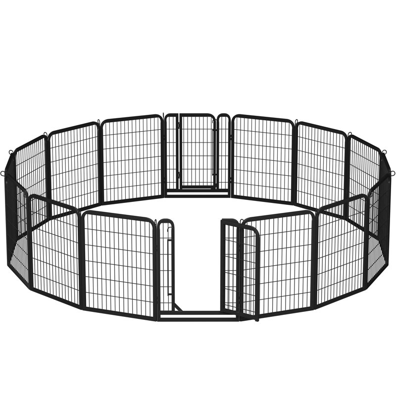 Panneaux de enclos pour chien multi-tailles en métal avec 2 portes, H 32 po x l 419 po x P 0,47 po