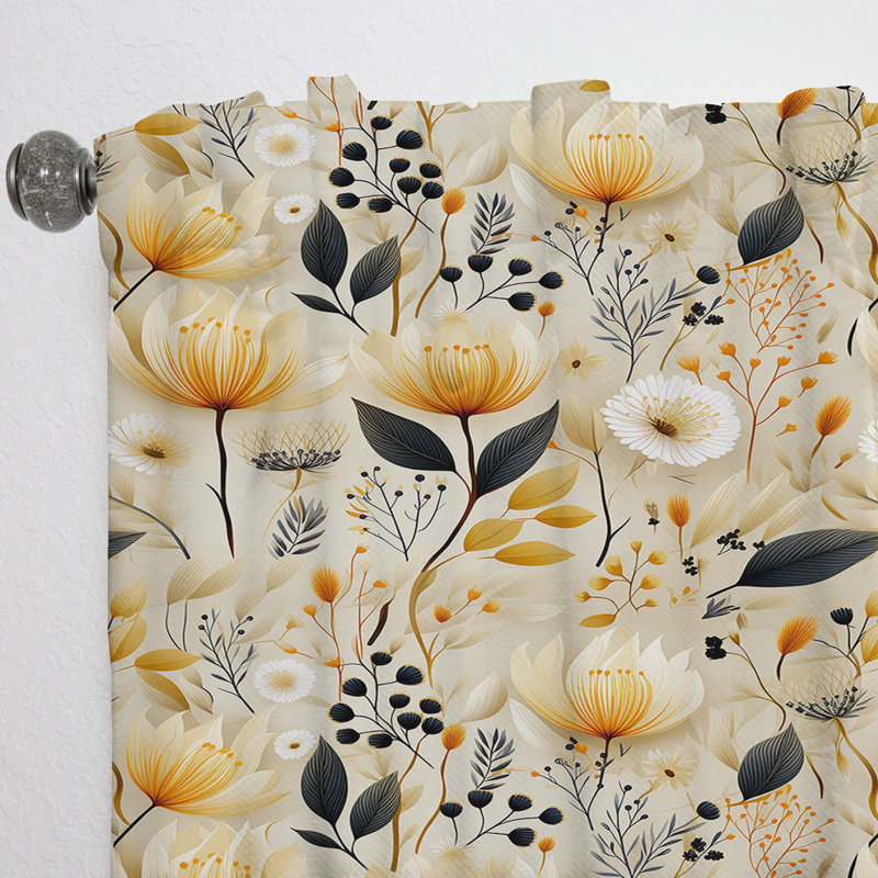 Neutre fleurs beiges à motif Boho III - Rideau Boho - Rideau abstrait obscurcissant - 1 panneau, L 52 po x L 84 po