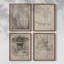 Croquis rétro, ensemble de 4 encadrées Lxxx-562558726-562558729