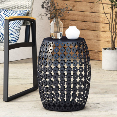 Table d'appoint bleu marine - moderne, structure en métal, 16,50 x 20,50, sans assemblage