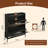 Black 2-Drawer Wooden Shoe Cabinet With Rattan Doors - Narrow Freestanding Entryway Storage Organizer | Gift Idea-1170103769