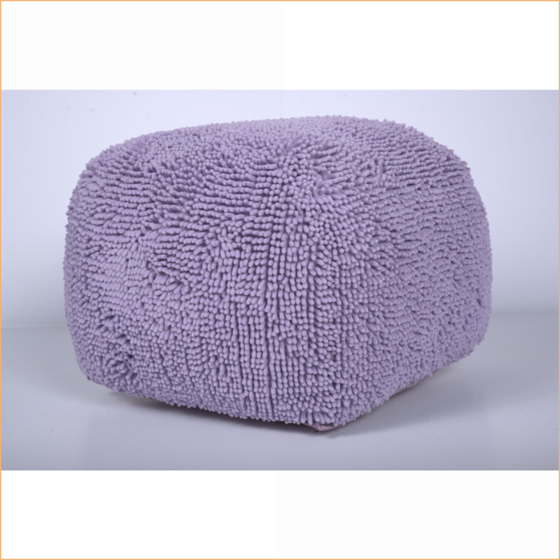 Pouf Square Extra Plush Fully Assembled | Lavender | Microfiber Chenille, Purple