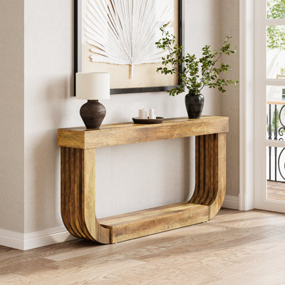 70.9'' U-Shaped Console Table, Narrow Wooden Sofa Table for Living Room, Entryway, Hallway, Foyer