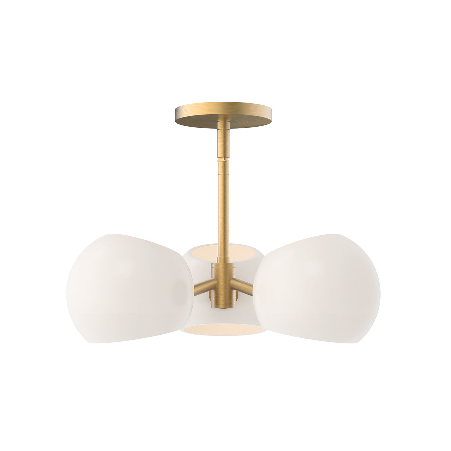 Willow 3 Light Glass Pendant, Opal, Brushed Gold