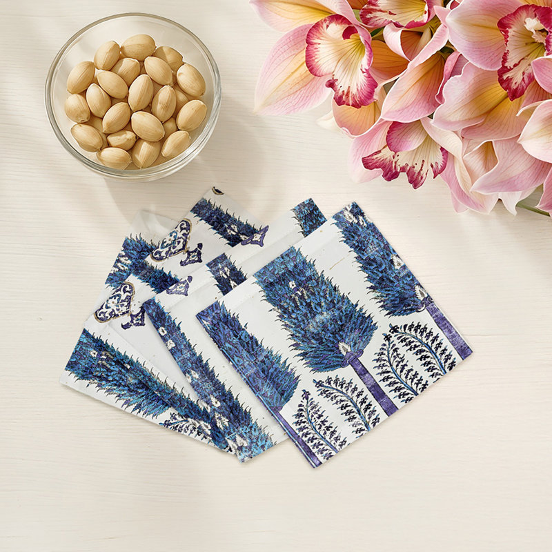 Serviettes de table en satin de coton Topkapi Garden, Verdure