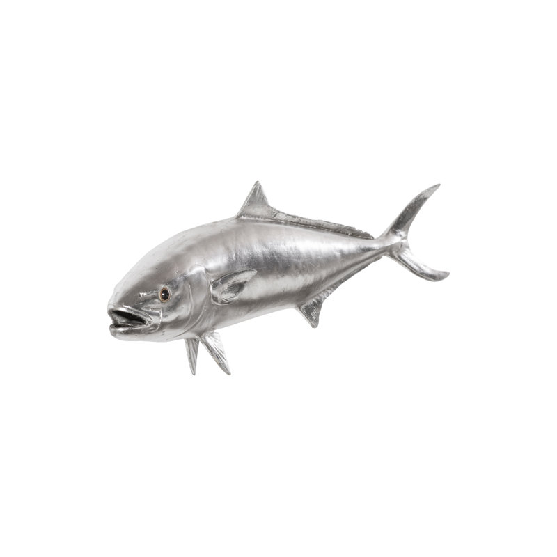 Sculpture murale poisson jaune à queue jaune, Argent argent