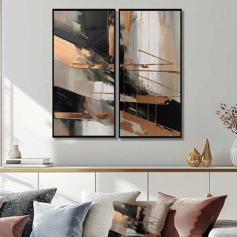 Brun et noir au-delà des limites III - art mural moderne, 20" H x 24" W, Impression encadrée flottante, Black