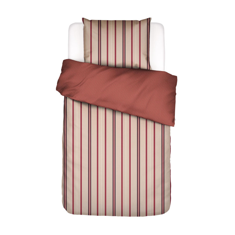 Meryl Cotton Striped Duvet Cover with Pillowcases, Pink