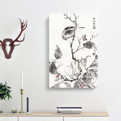 Bird & A Frog by Kawanabe Kyosai - Wrapped Canvas Painting