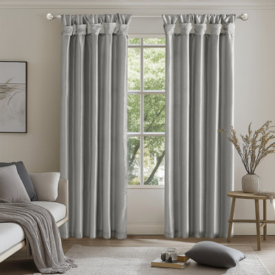Sara Faux Silk Room Darkening Twist Tab Single Curtain Panel