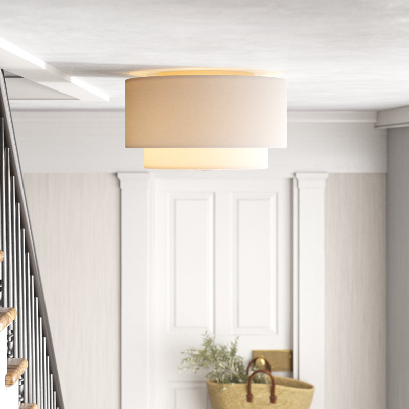 Tanyel Fabric Flush Mount, Polished Nickel