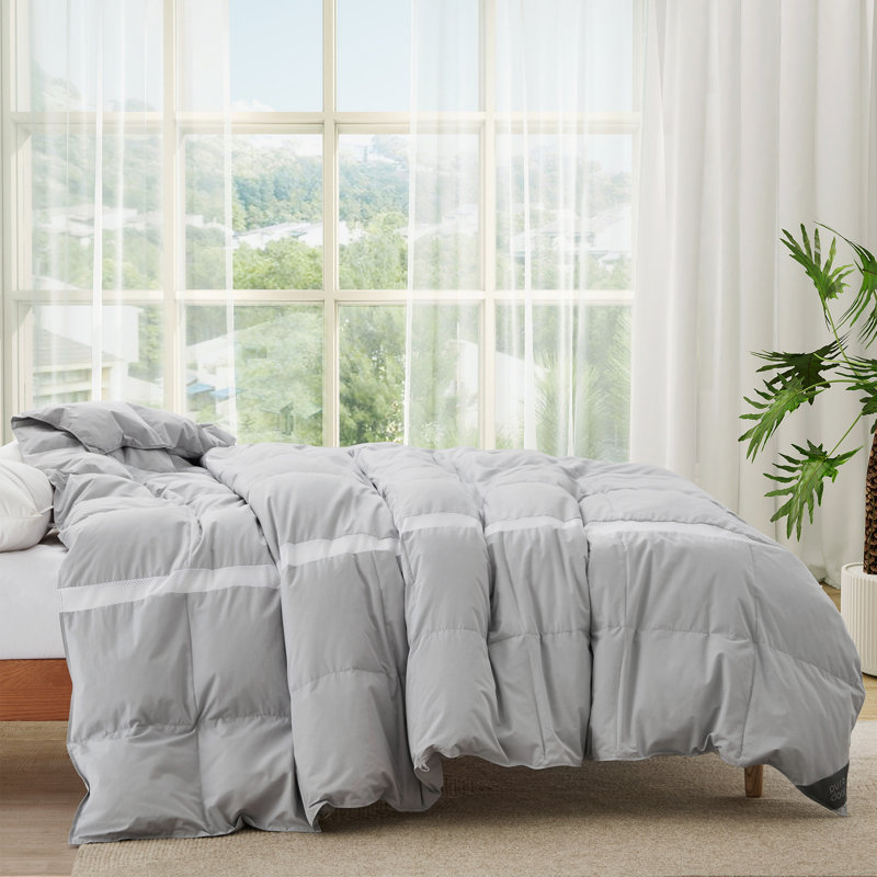Édredon léger 75% duvet, Lit simple, Gris