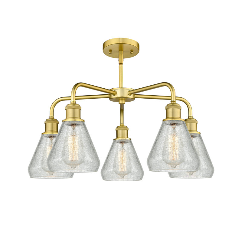 Lustre conique à 5 lumières Kotter, Or satiné