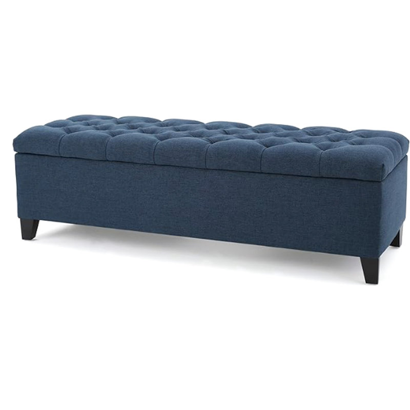 Storage In Navy Blue - Enhances Room Functionality And Style Fabric With Stylish Diamond Stitch, Navy Blue
