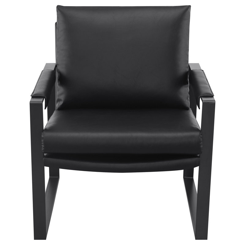 Rosalind Upholstered Track Arm Accent Chair Black, Black Faux Leather