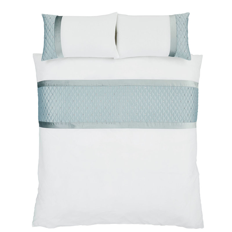 Sequin Cluster Duvet Cover Set with Pillowcases, Duck Egg, Kingsize - 2 Standard Pillowcases