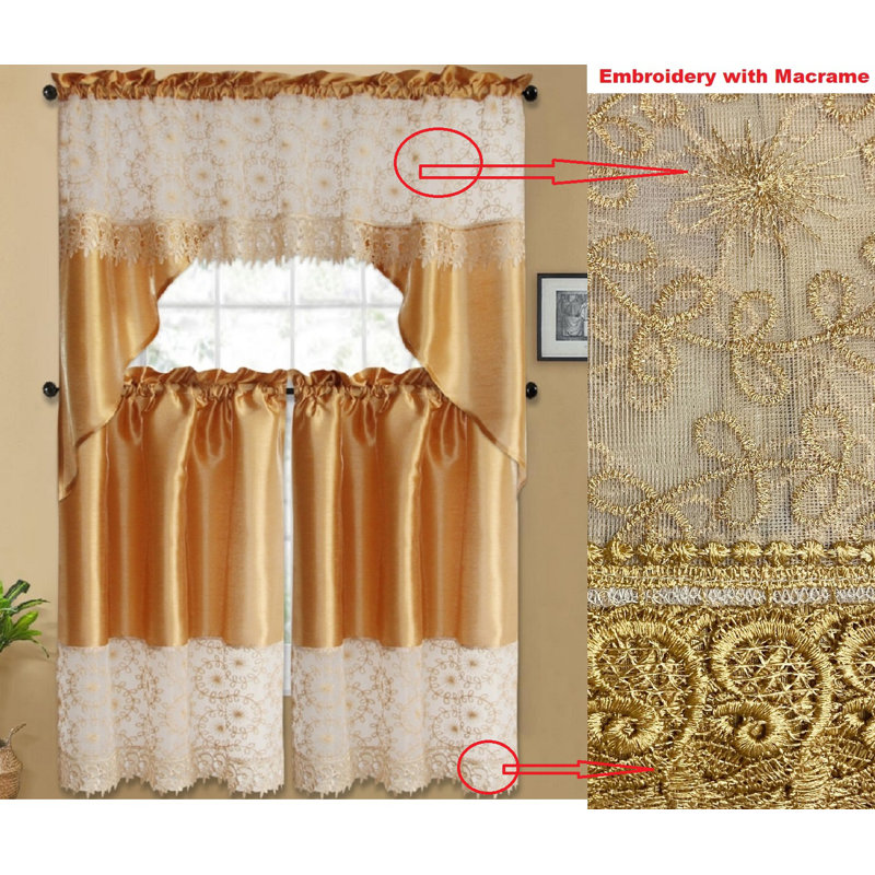 Monquel Tailored Kitchen Curtain, Gold
