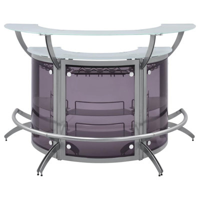 Zenith Contemporary Curved Glass Top Bar Unit In Silver