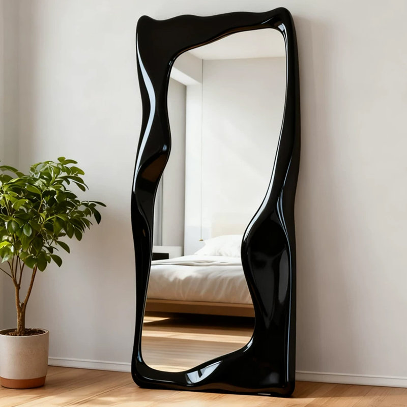Miroirs pleine grandeur rectangulaires en bois manufacturé, 78.74" H x 39.37" W, Black
