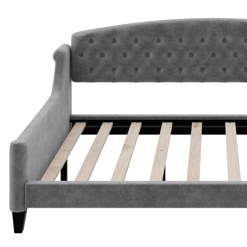 Lit de jour double capitonné de luxe moderne, Gris