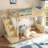 Twin Size Solid Wood Loft Bed with Wardrobe & Storage, Bedside Shelves, Stairs & Full-Length Guardrails, No Box Spring Needed, Natural-192608352-192608353