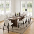 Modern 79" Double Pedestal Wood Dining Table Sets With 8 Upholstered Dining Chairs
