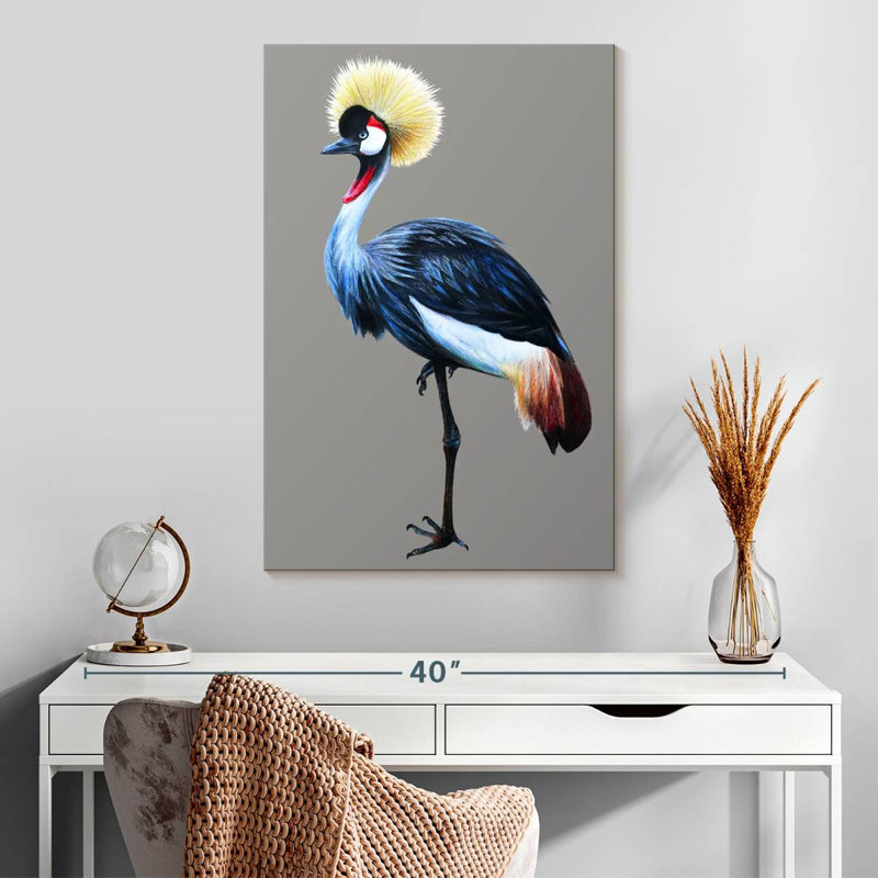 Brampt Crane With Grey Crown, 30" H x 20" W