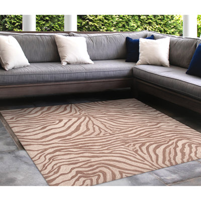 Tapis intérieur / extérieur brun touffeté à la main Afner