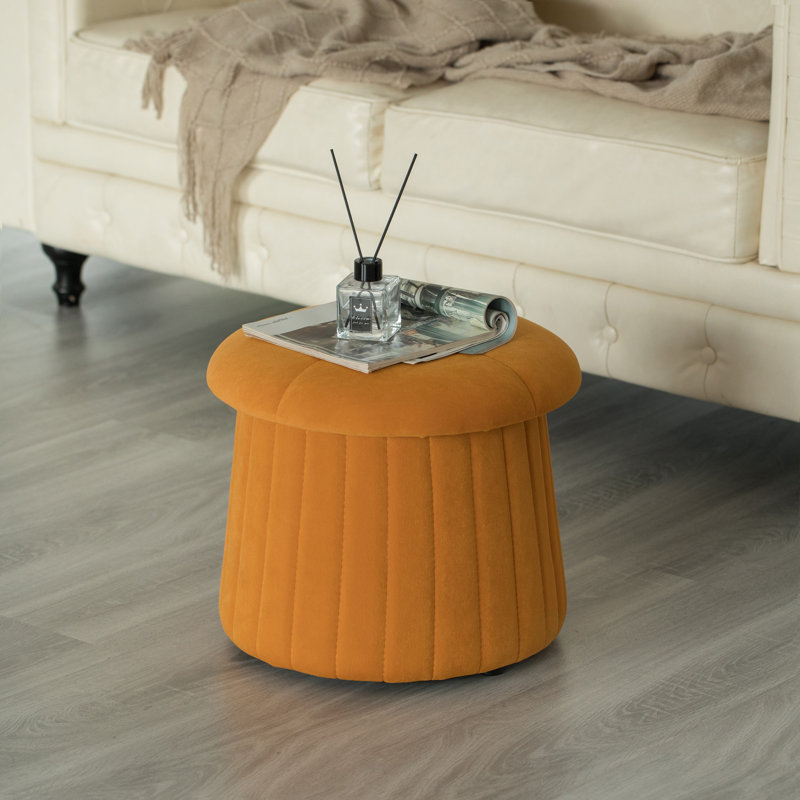 Velvet Ottoman, Mustard Velvet
