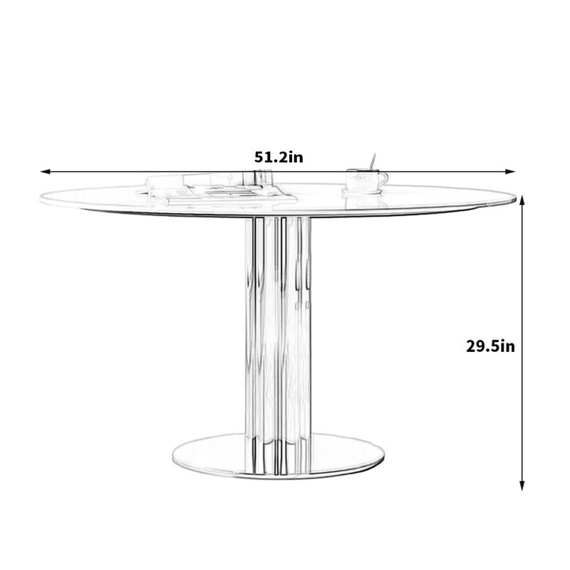 Table de salle à manger Rock, H 29,5 po x L 51,2 po x l 51,2 po